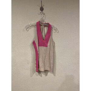 Lululemon Halter Tank Top Womens 8 Beige Pink Built In Bra Athletic Workout Gym